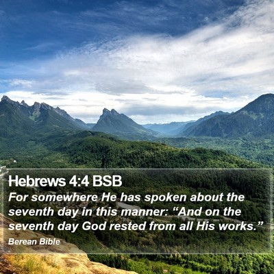Hebrews 4:4 BSB Bible Verse Image
