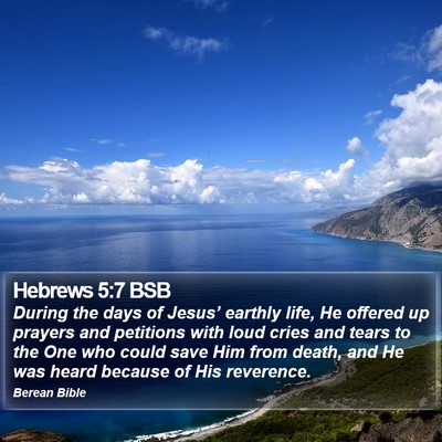 Hebrews 5:7 BSB Bible Verse Image