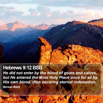 Hebrews 9:12 BSB Bible Verse Image