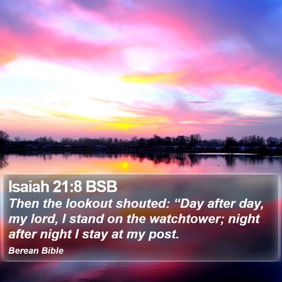 Isaiah 21:8 BSB Bible Verse Image