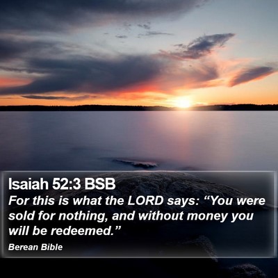 Isaiah 52:3 BSB Bible Verse Image