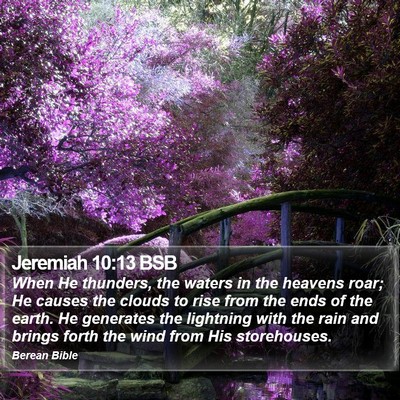 Jeremiah 10:13 BSB Bible Verse Image
