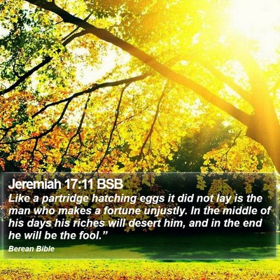 Jeremiah 17:11 BSB Bible Verse Image