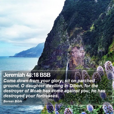 Jeremiah 48:18 BSB Bible Verse Image