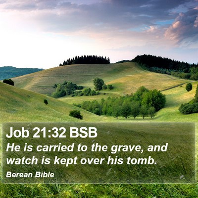Job 21:32 BSB Bible Verse Image