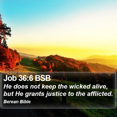 Job 36:6 BSB Bible Verse Image