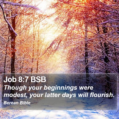 Job 8:7 BSB Bible Verse Image