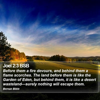Joel 2:3 BSB Bible Verse Image