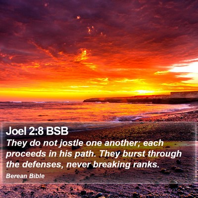 Joel 2:8 BSB Bible Verse Image