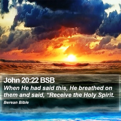 John 20:22 BSB Bible Verse Image