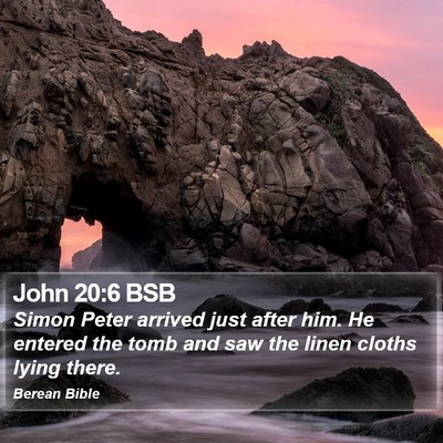 John 20:6 BSB Bible Verse Image