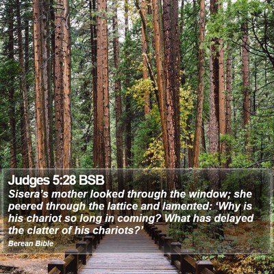 Judges 5:28 BSB Bible Verse Image