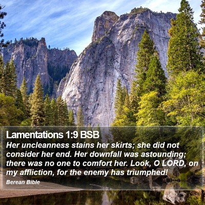 Lamentations 1:9 BSB Bible Verse Image
