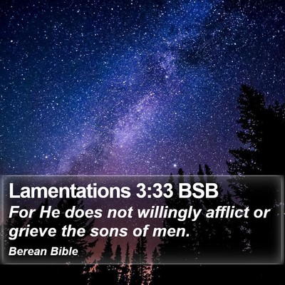 Lamentations 3:33 BSB Bible Verse Image