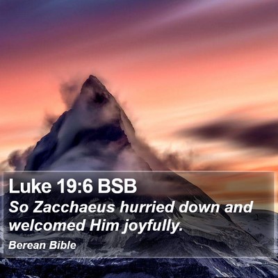 Luke 19:6 BSB Bible Verse Image