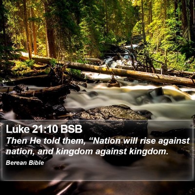 Luke 21:10 BSB Bible Verse Image
