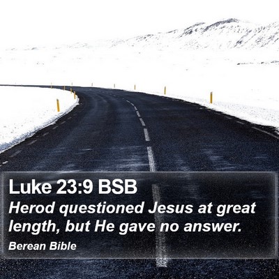 Luke 23:9 BSB Bible Verse Image