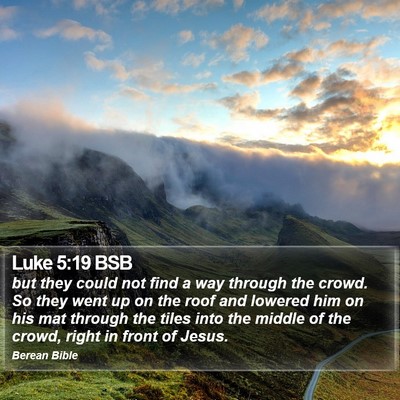 Luke 5:19 BSB Bible Verse Image