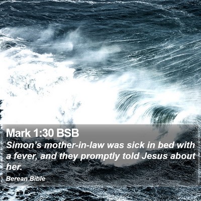 Mark 1:30 BSB Bible Verse Image