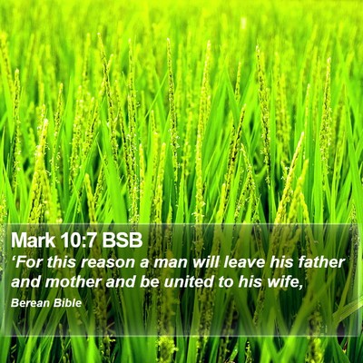 Mark 10:7 BSB Bible Verse Image
