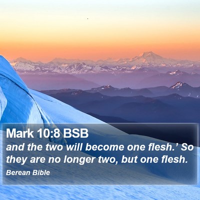 Mark 10:8 BSB Bible Verse Image