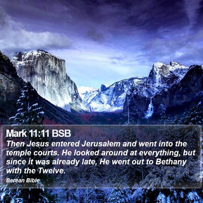 Mark 11:11 BSB Bible Verse Image