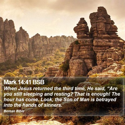 Mark 14:41 BSB Bible Verse Image