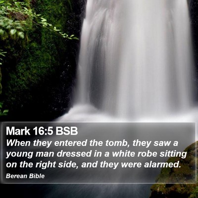 Mark 16:5 BSB Bible Verse Image