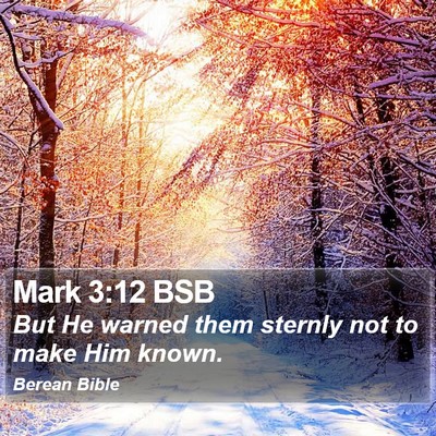Mark 3:12 BSB Bible Verse Image