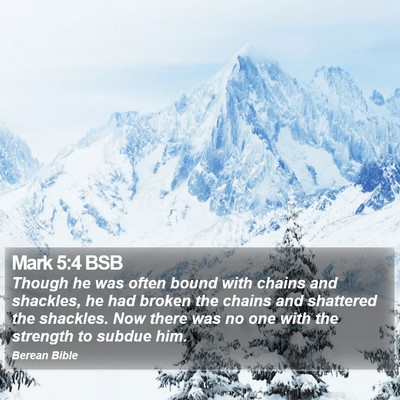 Mark 5:4 BSB Bible Verse Image