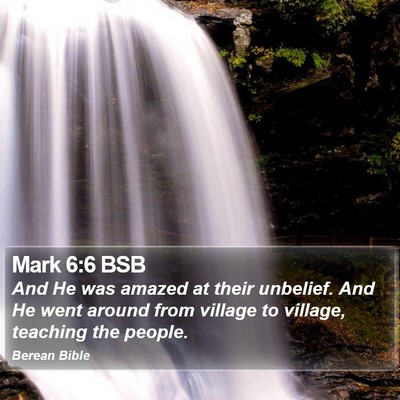 Mark 6:6 BSB Bible Verse Image