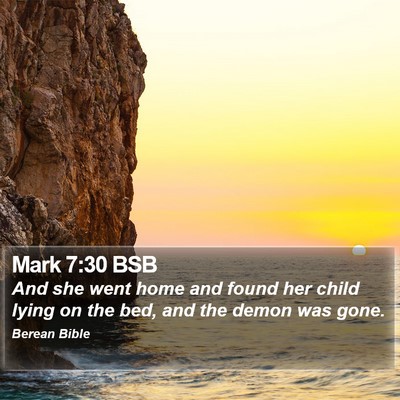 Mark 7:30 BSB Bible Verse Image