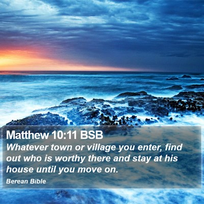 Matthew 10:11 BSB Bible Verse Image