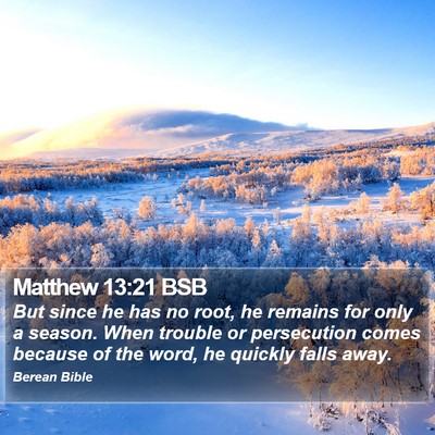 Matthew 13:21 BSB Bible Verse Image