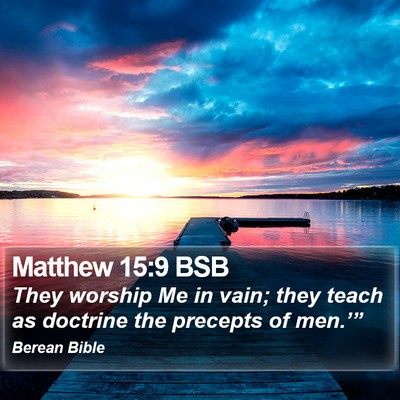 Matthew 15:9 BSB Bible Verse Image