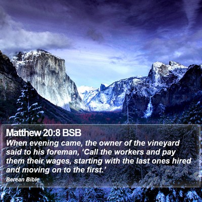 Matthew 20:8 BSB Bible Verse Image
