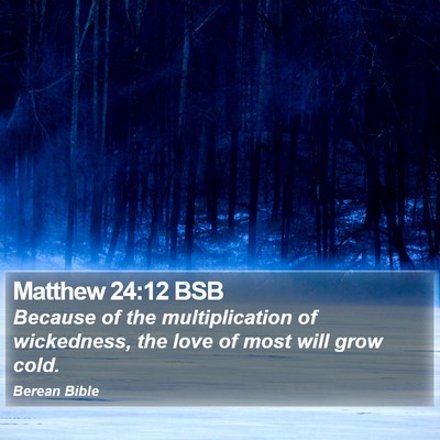 Matthew 24:12 BSB Bible Verse Image