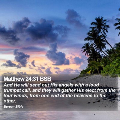 Matthew 24:31 BSB Bible Verse Image