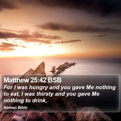 Matthew 25:42 BSB Bible Verse Image