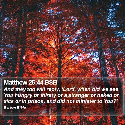Matthew 25:44 BSB Bible Verse Image