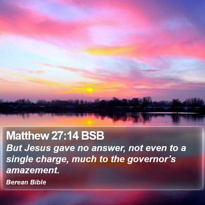 Matthew 27:14 BSB Bible Verse Image