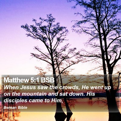 Matthew 5:1 BSB Bible Verse Image