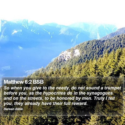 Matthew 6:2 BSB Bible Verse Image