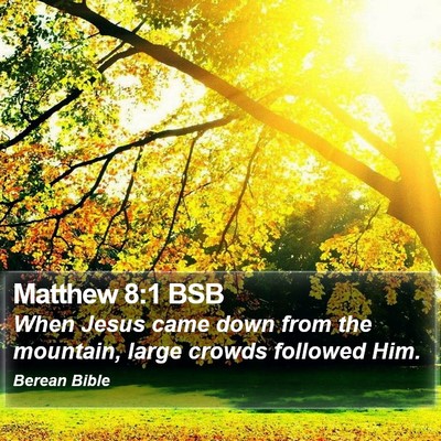 Matthew 8:1 BSB Bible Verse Image