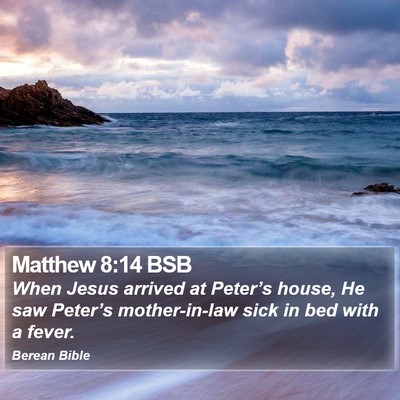 Matthew 8:14 BSB Bible Verse Image