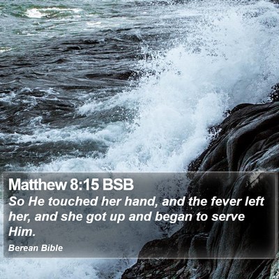 Matthew 8:15 BSB Bible Verse Image