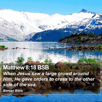 Matthew 8:18 BSB Bible Verse Image
