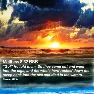 Matthew 8:32 BSB Bible Verse Image