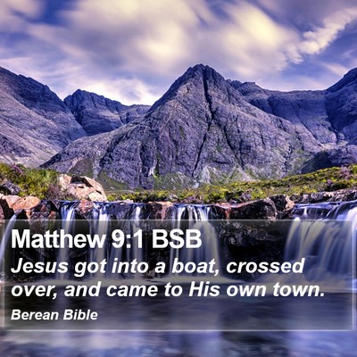 Matthew 9:1 BSB Bible Verse Image