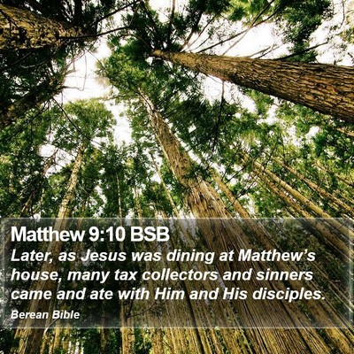 Matthew 9:10 BSB Bible Verse Image